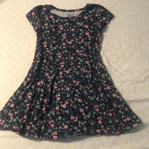 Navy Floral Girls Dress